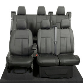 UK Custom Covers Block Stitch Leatherette Front and Rear Seat Covers - To Fit Ford Transit Custom 2013-2023