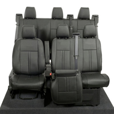 UK Custom Covers Block Stitch Leatherette Front and Rear Seat Covers - To Fit Ford Transit Custom Active (2013-2023)