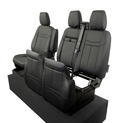 UK Custom Covers Block Stitch Leatherette Front and Rear Seat Covers - To Fit Ford Transit Custom RS (2013-2023)