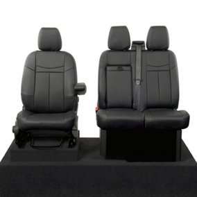 UK Custom Covers Block Stitch Leatherette Front Seat Covers - To Fit Ford Transit Custom 2013-2023