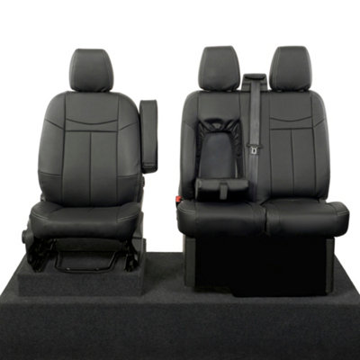 UK Custom Covers Block Stitch Leatherette Front Seat Covers - To Fit Ford Transit Custom 2013-2023