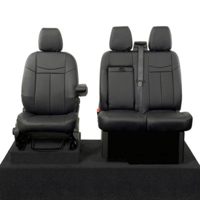 UK Custom Covers Block Stitch Leatherette Front Seat Covers - To Fit Ford Transit Custom Leader 2013-2023