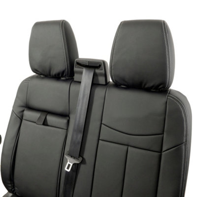 UK Custom Covers Block Stitch Leatherette Front Seat Covers - To Fit Ford Transit Custom M Sport 2013-2023