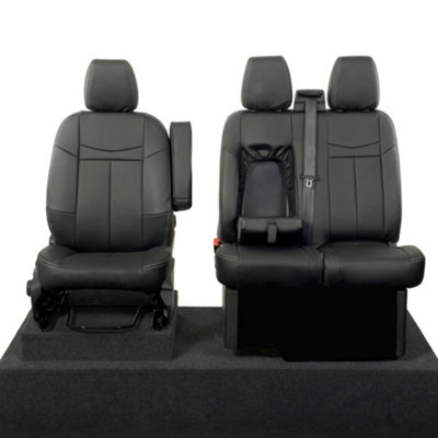 UK Custom Covers Block Stitch Leatherette Front Seat Covers - To Fit Ford Transit Custom Trail 2020-2023