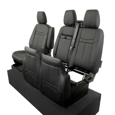 UK Custom Covers Block Stitch Leatherette Front Seat Covers - To Fit Ford Transit Custom Trail 2020-2023