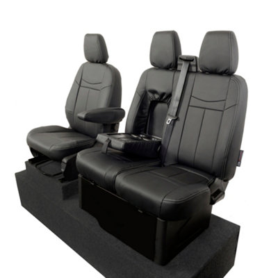 UK Custom Covers Block Stitch Leatherette Front Seat Covers - To Fit Ford Transit Custom Trail 2020-2023 - 6