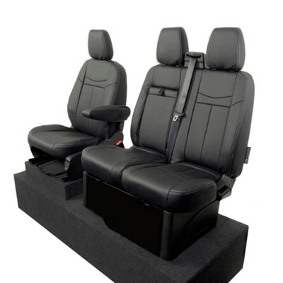 UK Custom Covers Block Stitch Leatherette Front Seat Covers - To Fit Ford Transit Custom Trail 2020-2023 - 8