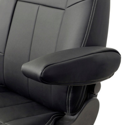 UK Custom Covers Block Stitch Leatherette Front Seat Covers - To Fit Ford Transit Custom Trail 2020-2023 - 9