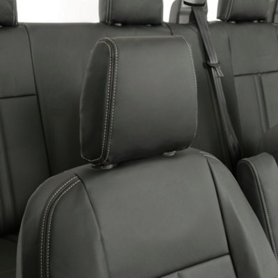 UK Custom Covers Double Block Stitch Leatherette Front and Rear Seat Covers - To Fit Ford Transit Custom Limited 2013-2023