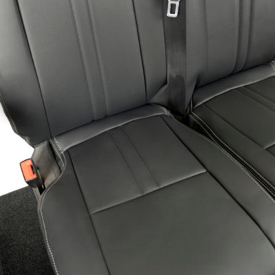 UK Custom Covers Double Block Stitch Leatherette Front Seat Covers - To Fit Ford Transit Custom DCIV 2013-2023