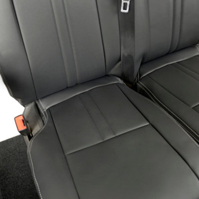 UK Custom Covers Double Block Stitch Leatherette Front Seat Covers - To Fit Ford Transit Custom PHEV 2019-2023