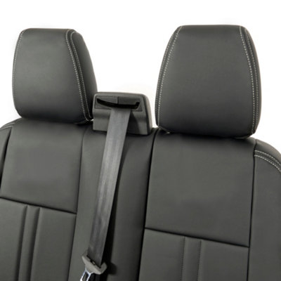 UK Custom Covers Double Block Stitch Leatherette Front Seat Covers - To Fit Ford Transit Custom PHEV 2019-2023