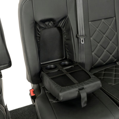 UK Custom Covers Double Diamond Bentley Stitch Leatherette Front Seat Covers - To Fit Ford Transit Custom 2013-2023