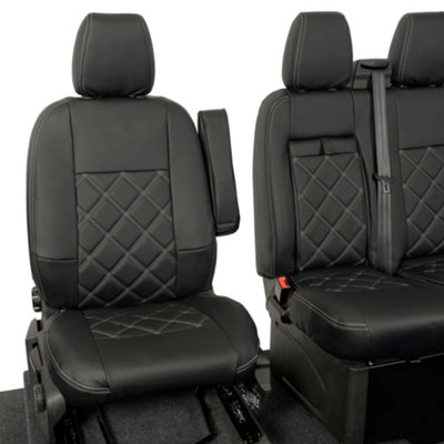 UK Custom Covers Double Diamond Bentley Stitch Leatherette Front Seat Covers - To Fit Ford Transit Custom 2013-2023 - 9