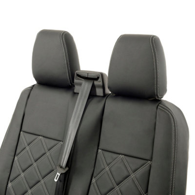 UK Custom Covers Double Diamond Bentley Stitch Leatherette Front Seat Covers - To Fit Ford Transit Custom Trend 2013-2023 - 4