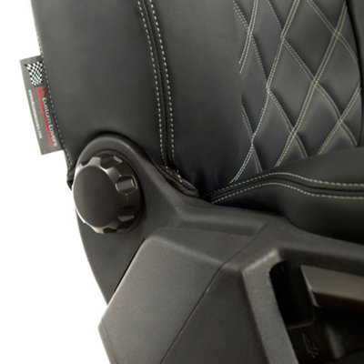UK Custom Covers Double Diamond Bentley Stitch Leatherette Front Seat Covers - To Fit Ford Transit Tourneo Custom 2013-2023 - 5