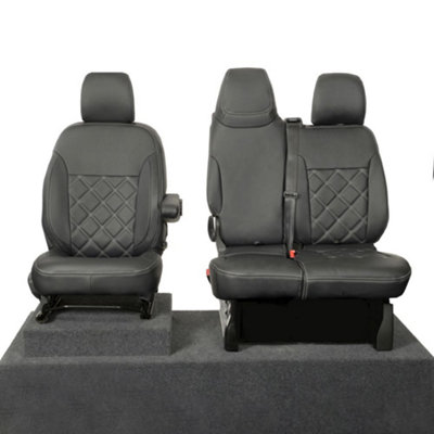 Lux-Ride Grey Artificial Leather Front Seat Covers For Renault Trafic (2006-2014)