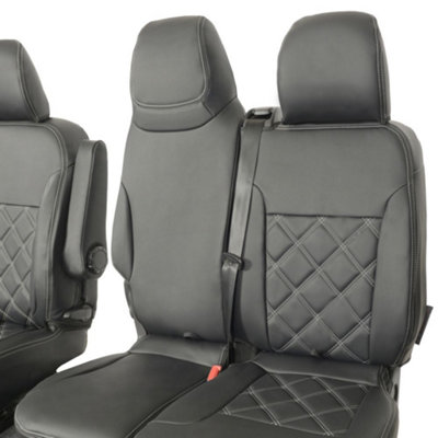 thumbnail image 2 of Renault Trafic Sport Business+ 2014+ Leatherette Front Seat Covers – Black UK Custom Covers 2 of 3