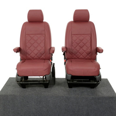 UK Custom Covers Leatherette Front Seat Covers (Single/Single) - To Fit VW Transporter T6/T6.1 Kombi (2015 Onwards)