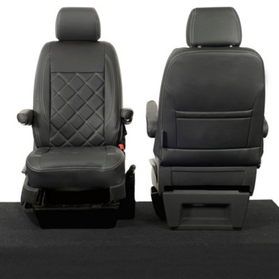 UK Custom Covers Leatherette Front Seat Covers - To Fit VW Transporter T5 T5.1 2003-2015