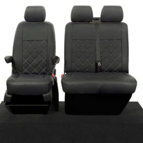 UK Custom Covers Leatherette Front Seat Covers - To Fit VW Transporter T6/T6.1 2015 Onwards