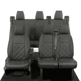 UK Custom Covers Leatherette Front (Single/Double) & Rear Seat Covers - To Fit Ford Transit Custom Active 2013-2023