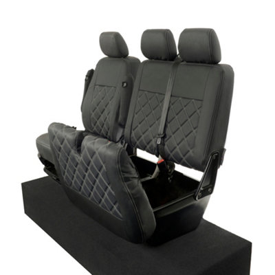 UK Custom Covers Leatherette Tailored Single/Double Front Seat Covers - To Ft VW Transporter T5 T26 T28 T30 T32 2003 On - 6