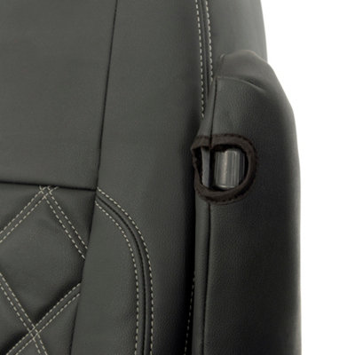 UK Custom Covers Leatherette Tailored Single/Double Front Seat Covers - To Ft VW Transporter T5 T26 T28 T30 T32 2003 On - 7