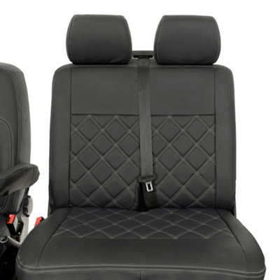 UK Custom Covers Leatherette Tailored Single/Double Front Seat Covers - To Ft VW Transporter T5 T26 T28 T30 T32 2003 On - 4