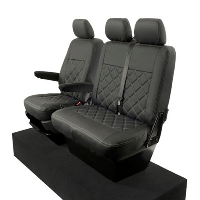 UK Custom Covers Leatherette Tailored Single/Double Front Seat Covers - To Ft VW Transporter T5 T26 T28 T30 T32 2003 On - 8