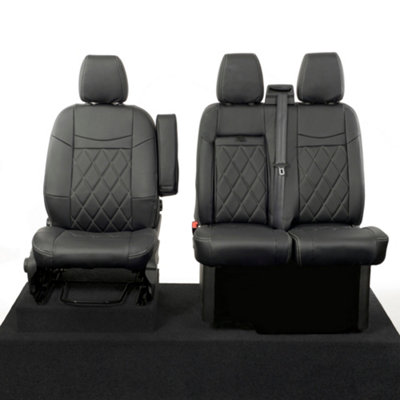 UK Custom Covers Single Diamond Bentley Stitch Leatherette Front Seat Covers - To Fit Ford Transit Custom 2013-2023 - 8