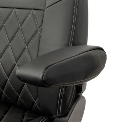 UK Custom Covers Single Diamond Bentley Stitch Leatherette Front Seat Covers - To Fit Ford Transit Custom 2013-2023 - 9