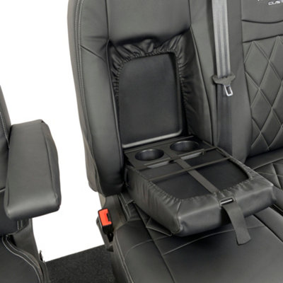 UK Custom Covers Single Diamond Bentley Stitch Leatherette Front Seat Covers - To Fit Ford Transit Custom Limited 2013-2023