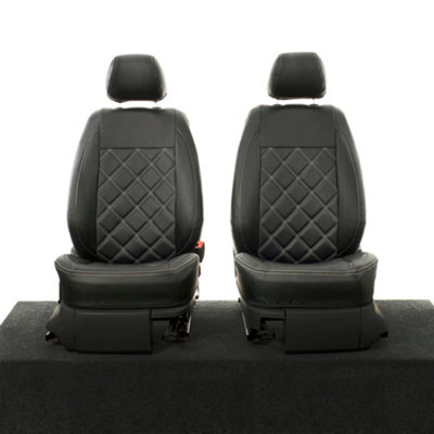 VOLKSWAGEN Caddy 2K (2004-2015) Black Vinyl with Logos - Seat Covers