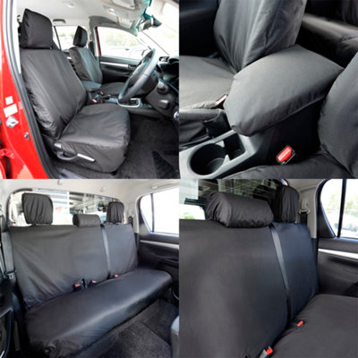 UK Custom Covers Toyota Hilux Active 2016+ Black Front & Rear Seat ...