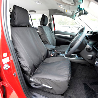 UK Custom Covers Toyota Hilux Icon/Invincible 2016+ Black Front Seat ...