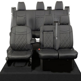 UK Custom Single Diamond Bentley Stitch Leatherette Front & Rear Seat Covers - To Fit Ford Transit Custom PHEV 2019-2023
