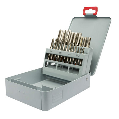 UK Drills High Speed Steel Hand Taps - HSS Twist Drill Bits - Set 21pcs 1st, 2nd, & 3rd Cut from M3 to M12, Stainless Steel Drill