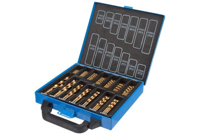 UK Drills HSS Titanium Bit Set 99 Pieces, Fully Ground, Titanium Coated Tool Bit Jobber, Steel, Wood & Plastic, 1.5mm to 10mm