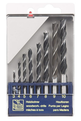 UK Drills Machine Wood Drill Bit Set 8 Pieces from 3mm to 10mm Woodworking