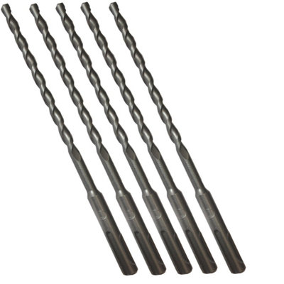 UK Drills - SDS Plus Hammer Drill Bit - Tungsten Carbide Tip, Fully Hardened Tool - Concrete & Masonry - 5.0mm x 210mm (Pack of 5)