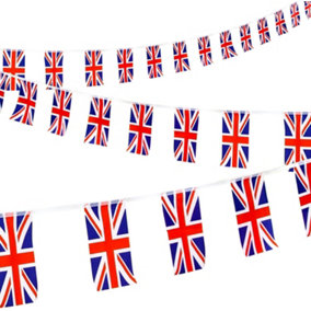 UK Fabric Union Jack Bunting Flag 10metres/33ft Long with 30 Flags (16cmX23cm).