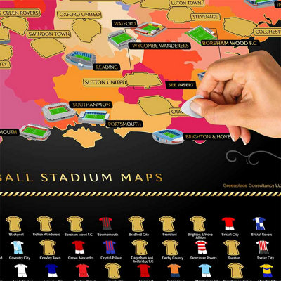 UK Football Stadium Scratch Map