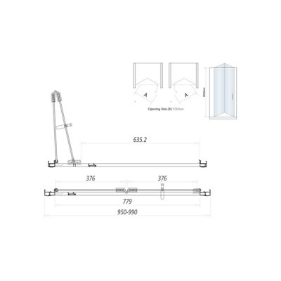 UK Home Living Avalon 1000mm Bi-fold Door with 800mm Side Panel with 1000x800mm tray and waste