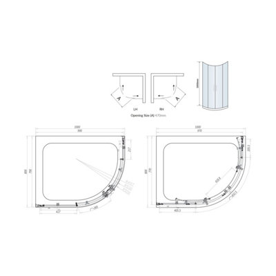 UK Home Living Avalon 1000mm x 800mm Double Door Quad