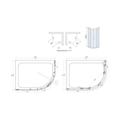 UK Home Living Avalon 1200mm x 900mm Double Door Quad