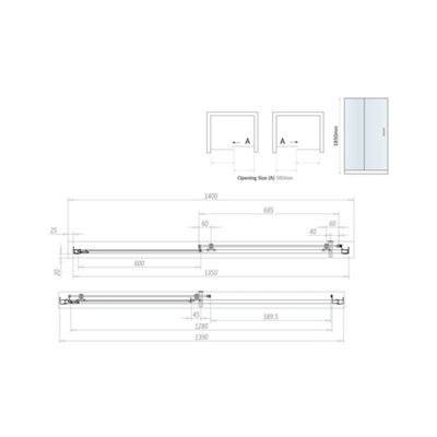 UK Home Living Avalon 1400mm Sliding Door with 900mm Side Panel with 1400x900 tray and waste