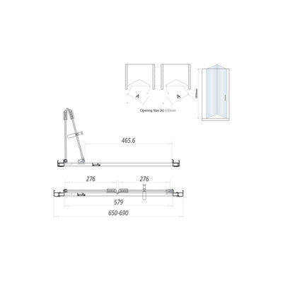 UK Home Living Avalon 700mm Bi-fold Door with 800mm Side Panel