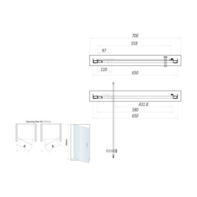 UK Home Living Avalon 700mm Pivot Door with 800mm Side Panel