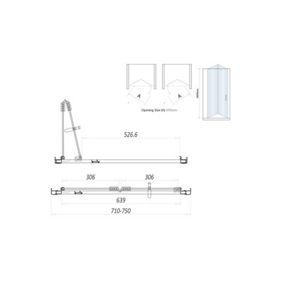 UK Home Living Avalon 760mm Bi-fold Door with 1000mm Side Panel